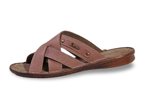 Brown men's slippers from leather