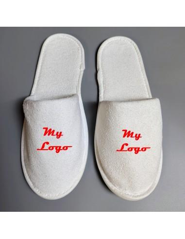 Promotional Hotel slippers with printed logo - disposable closed slippers