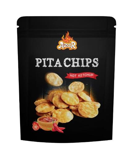Pita chips TM Azar with  spicy ketchup