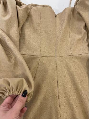 Wool dress with boning and hidden zipper