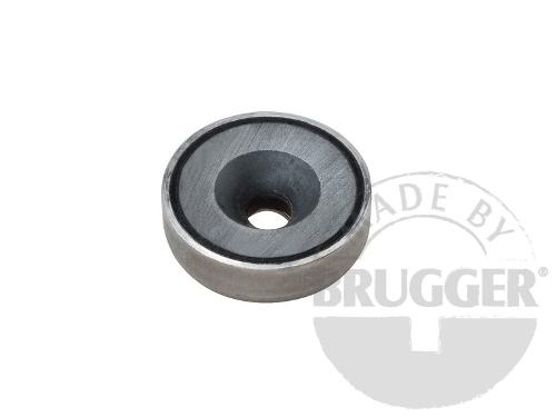 Flat pot magnets hard ferrite, with bore and counter