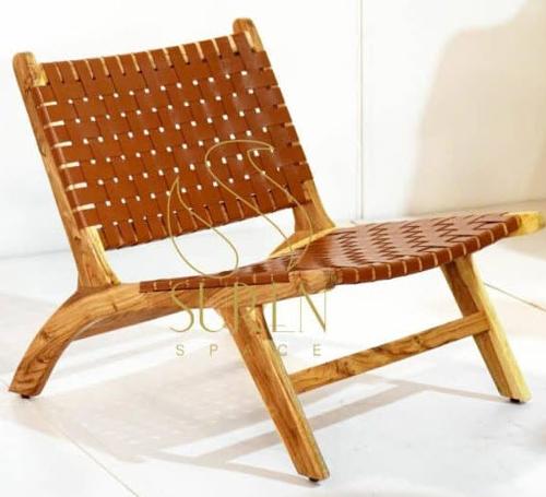 Solid Wood Leather Strip Resort Rest Chair