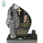 India Black Monument Standing Angel Statue Tombstone