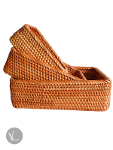 Hand Woven Rectangular Rattan Basket