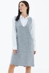 V-neck sleeveless back button knitwear dress - grey