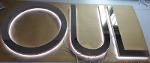 halo lit stainless steel signs
