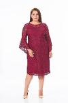 Large Size Cherry Color Spanish Sleeve Lace Dress