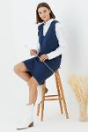 V-neck sleeveless back button knitwear dress - navy blue
