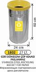 1802 27 LT RECYCLING STAINLESS WASTE BIN