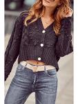 Short warm cardigan with buttons black 50856
