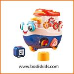 Children's cartoon toy boat baby finger exercise wooden boat