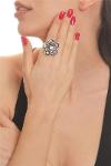 Women's Antique Silver Plated Zircon Stone Adjustable Flower Ring