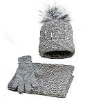 Set for girls winter hat, infinity scarf and gloves, marengo