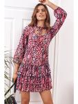Casual dress with flounces, pink 9105