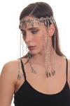 Women's Antique Silver Plated Chain Leaf Charm Detailed Design Hair Chain