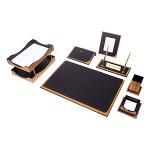 Galaksi Desk Set 10 Pieces - Zebrano / Black Leather