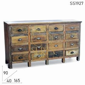 Distress Chic Design Old Wood Multi Drawer Chest of Drawer