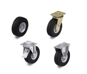 Wheel and castor series with super-elastic solid rubber tyre