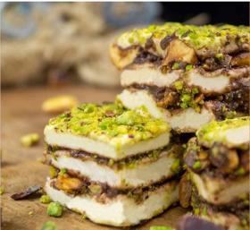 Baklava Turkish Delight with Pistachio and Chocolate