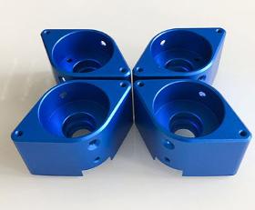 CNC machining aluminum block blue anodized